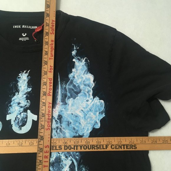 #HH True Religion MENS FIRE PANTHER Tee T-Shirt Size XXL 2XL Black Athletic Fit - Picture 4 of 9